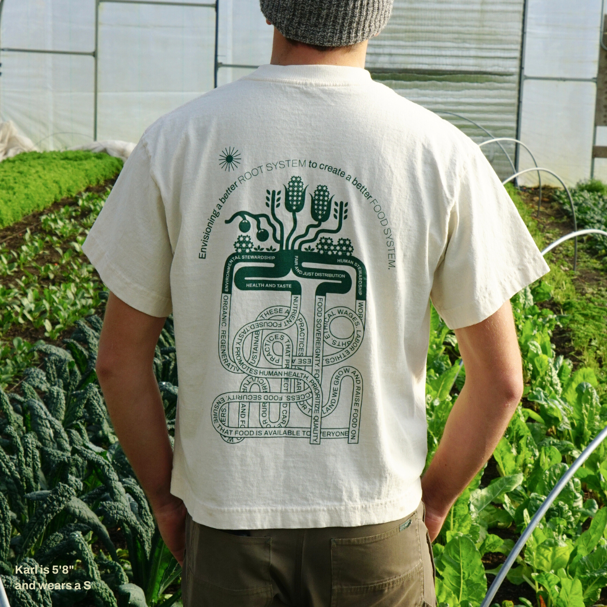 Boy wearing COSAP tee,  Reclaimed Cotton Tshirt, COSAP Co-op Community Supported Apparel Tee tshirt, mission based tshirt